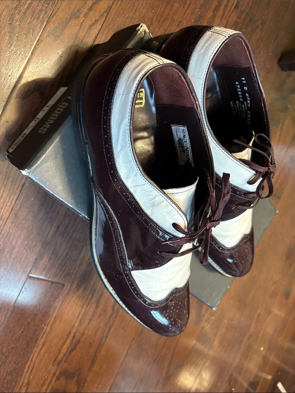 Stacy Adams Dayton Burgundy and White Two-Tone Wingtip Oxfords